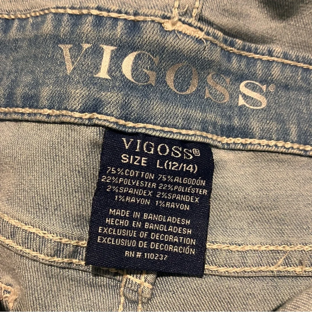 VIGOSS Girls Denim Heart Shaped Snap Overall Shorts Size Large 12/14